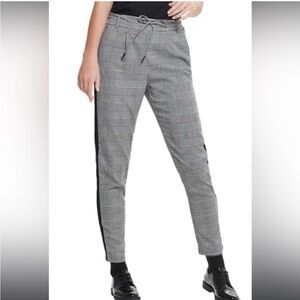 Only Plaid Gray Trousers with Black Stripe Down The Sides
